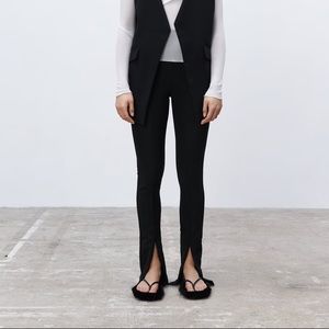 Black Zara ribbed front slit legging - medium